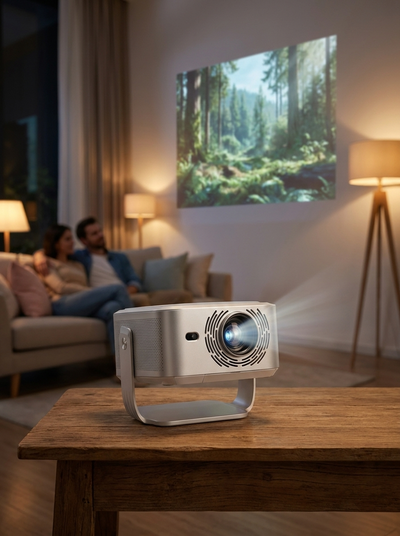 Short-Throw Smart Projector - Full HD 1080p, Android 14, 900 ANSI, Autofocus (UK Plug)