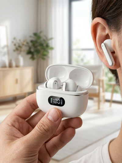 ANC Wireless Earbuds - Bluetooth 5.4 TWS with Digital Display Case & ENC Calls