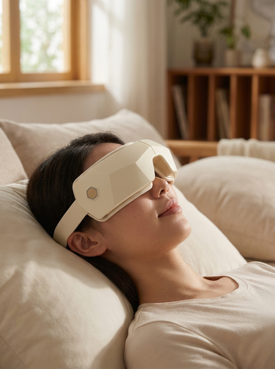 VOLTARA Foldable Eye Massager – Heated Air-Compression Bluetooth Music Eye Relief Device