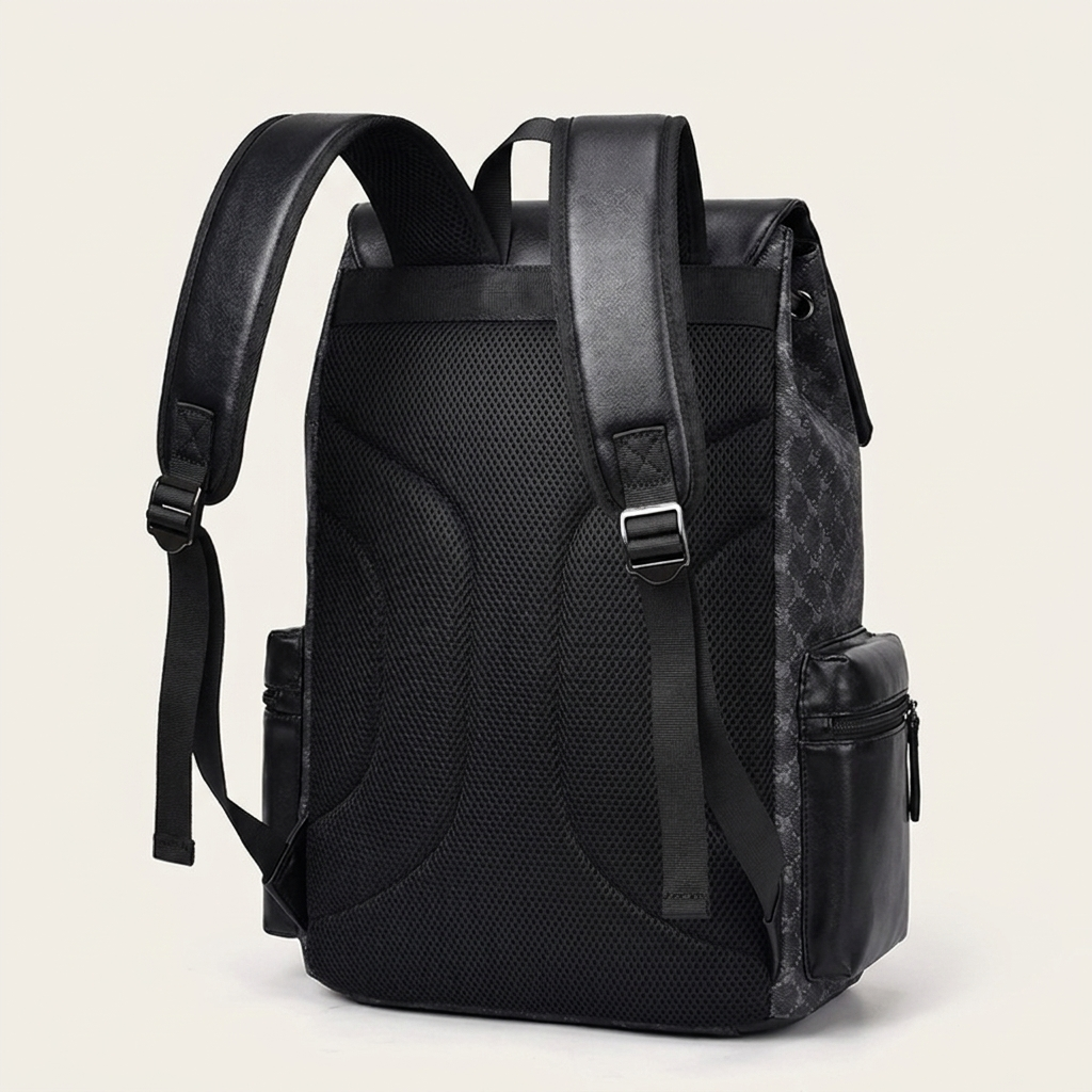 Breathable padded back panel with curved ergonomic straps