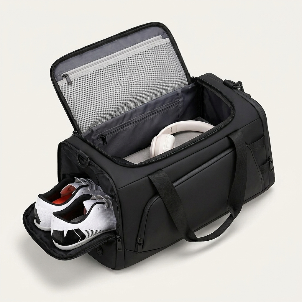 Wipe-clean weekend bag that folds away flat for storage
