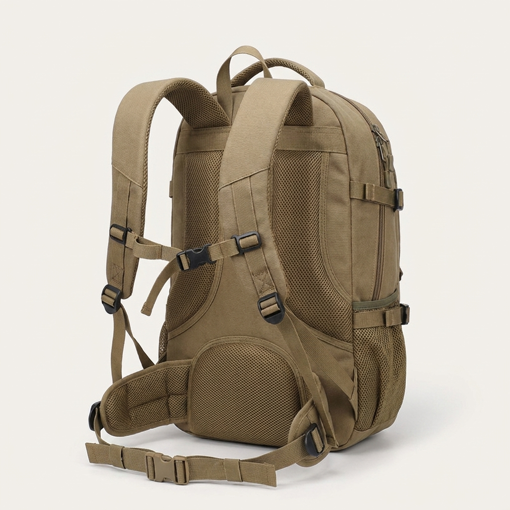 Ventilated back panel and breathable air-cushion shoulder straps