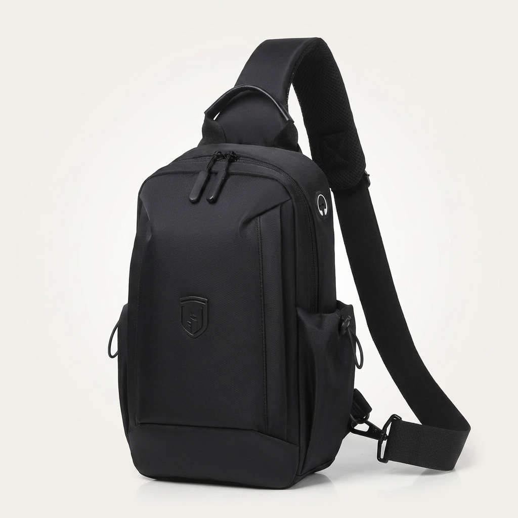 Compact sling bag in three colours, measuring 18 x 9 x 30 cm