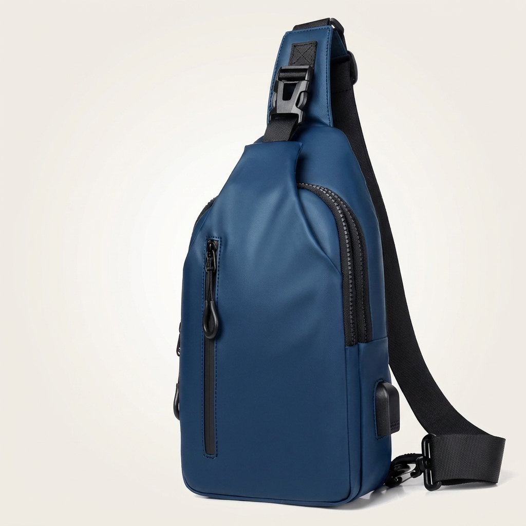 Minimalist sling in Blue, Black, Grey and Green, 17 x 6 x 30 cm