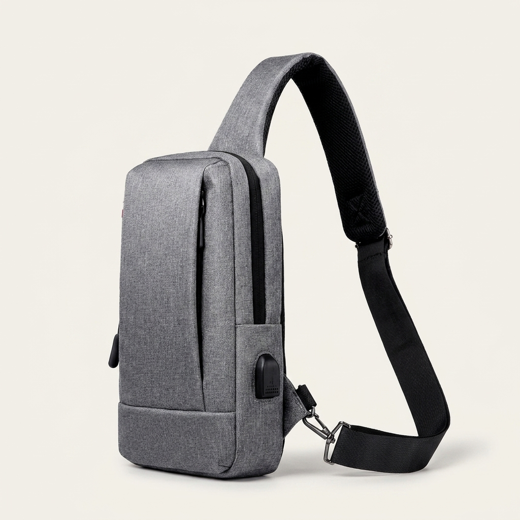 Crossbody chest bag with padded space for tablets up to nine inches