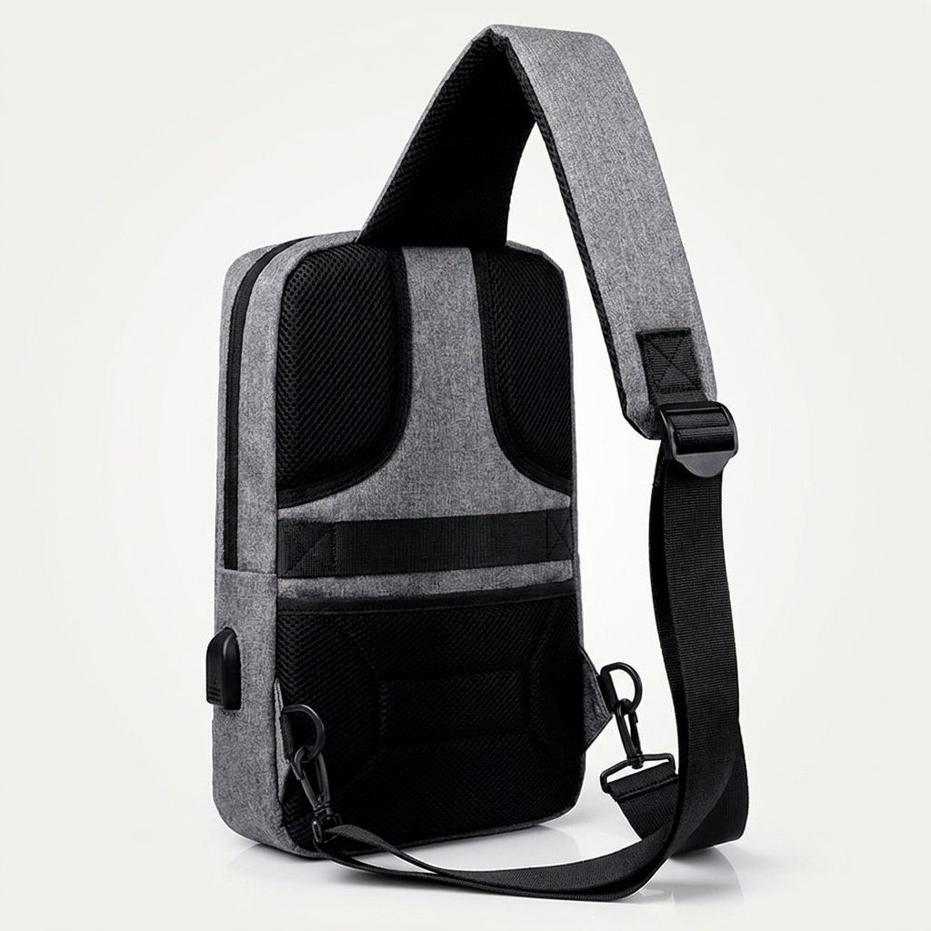 Sling bag with breathable back panel and fully adjustable shoulder strap