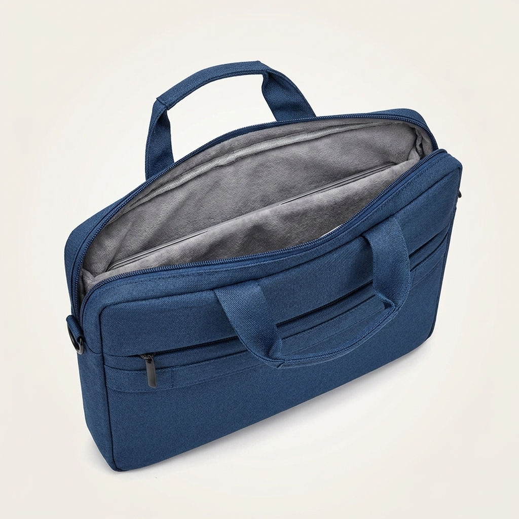 Top carry handle keeps the padded laptop sleeve grab-and-go