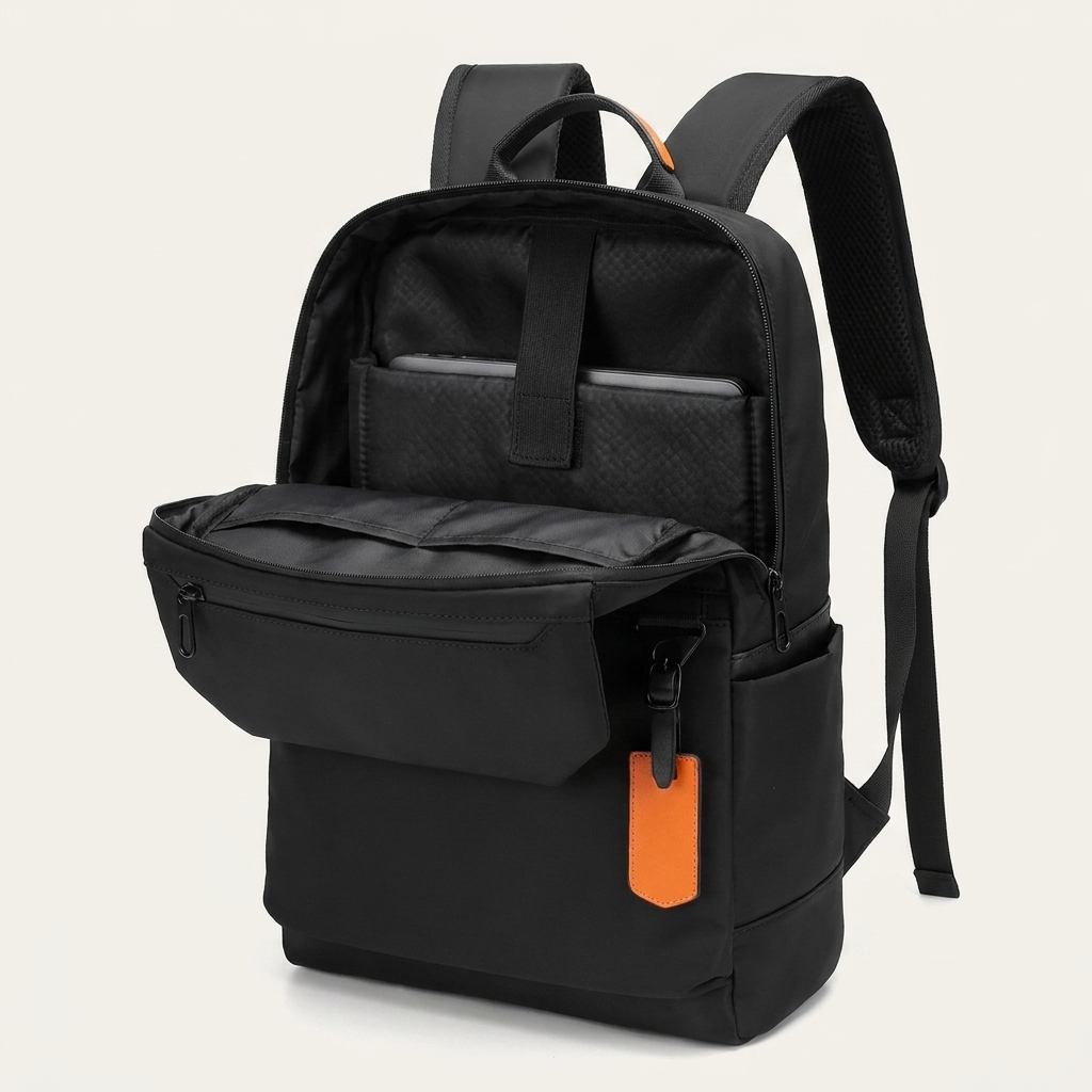 Nylon Commuter Laptop Backpack - Water-Resistant 20-35L Daypack, Fits 16"