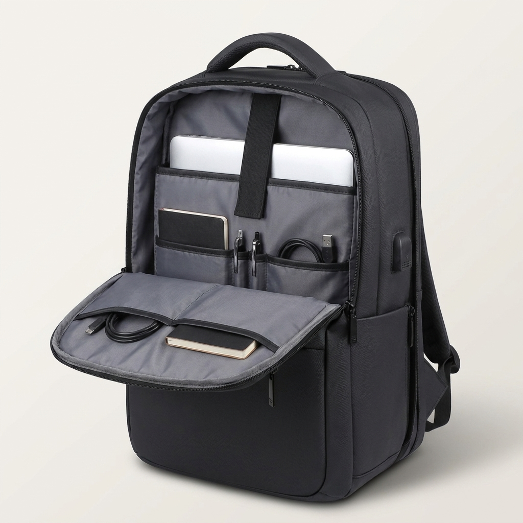 Air-cushion shoulder straps and padded back panel for busy days