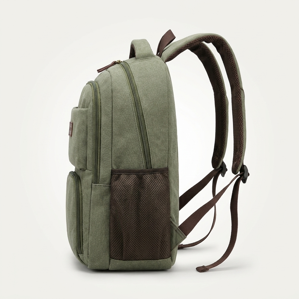 Water-resistant textured canvas daypack for commuting and city travel