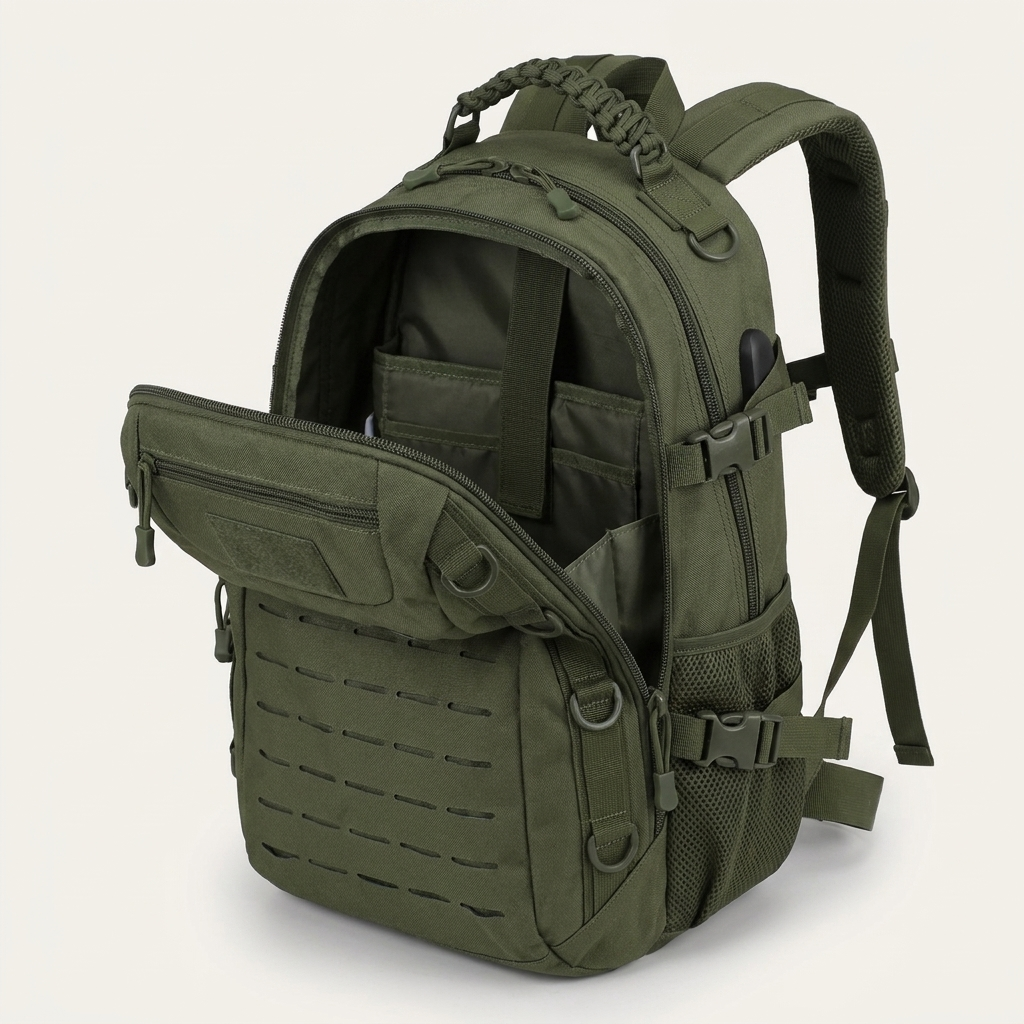 Tactical Military-Style Backpack - Water-Resistant 16" Outdoor Rucksack, 20-35L
