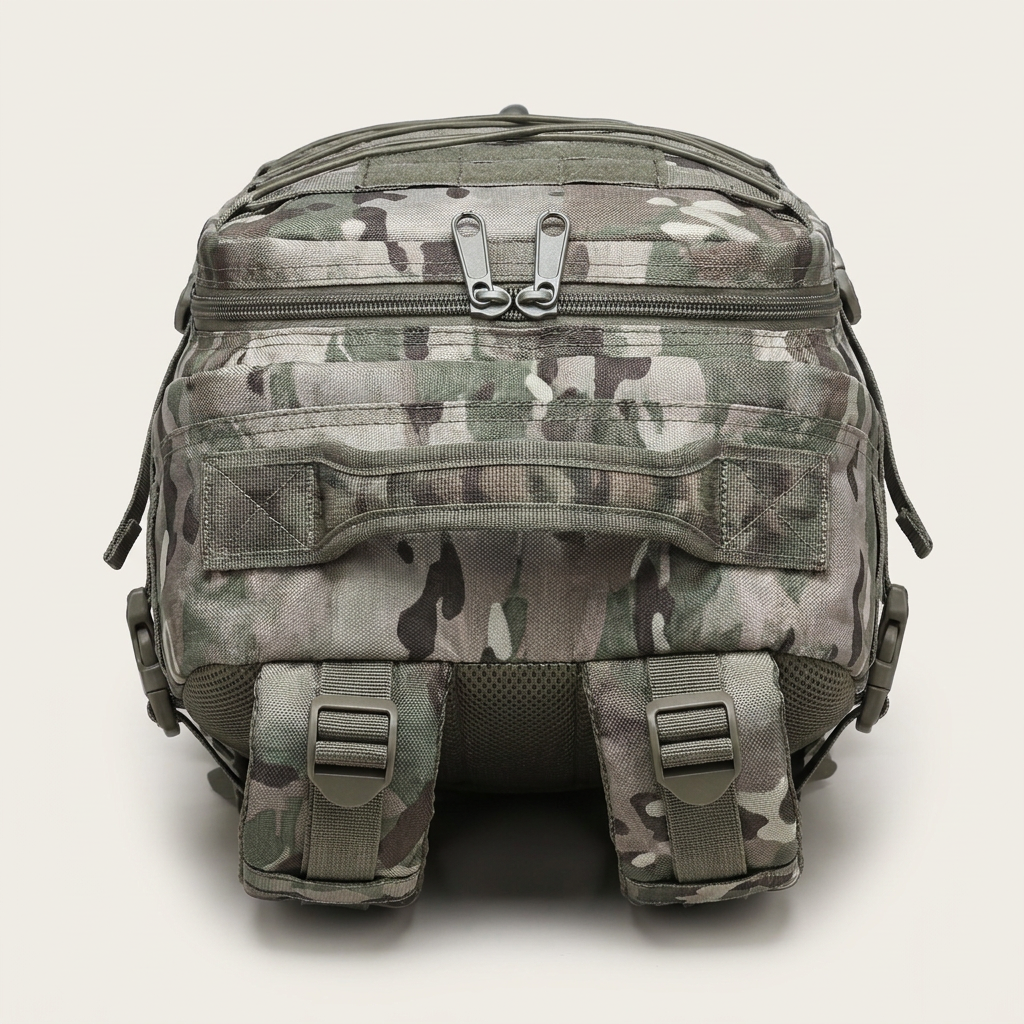 Air-cushion shoulder straps spreading the load of a 1.2 kg rucksack