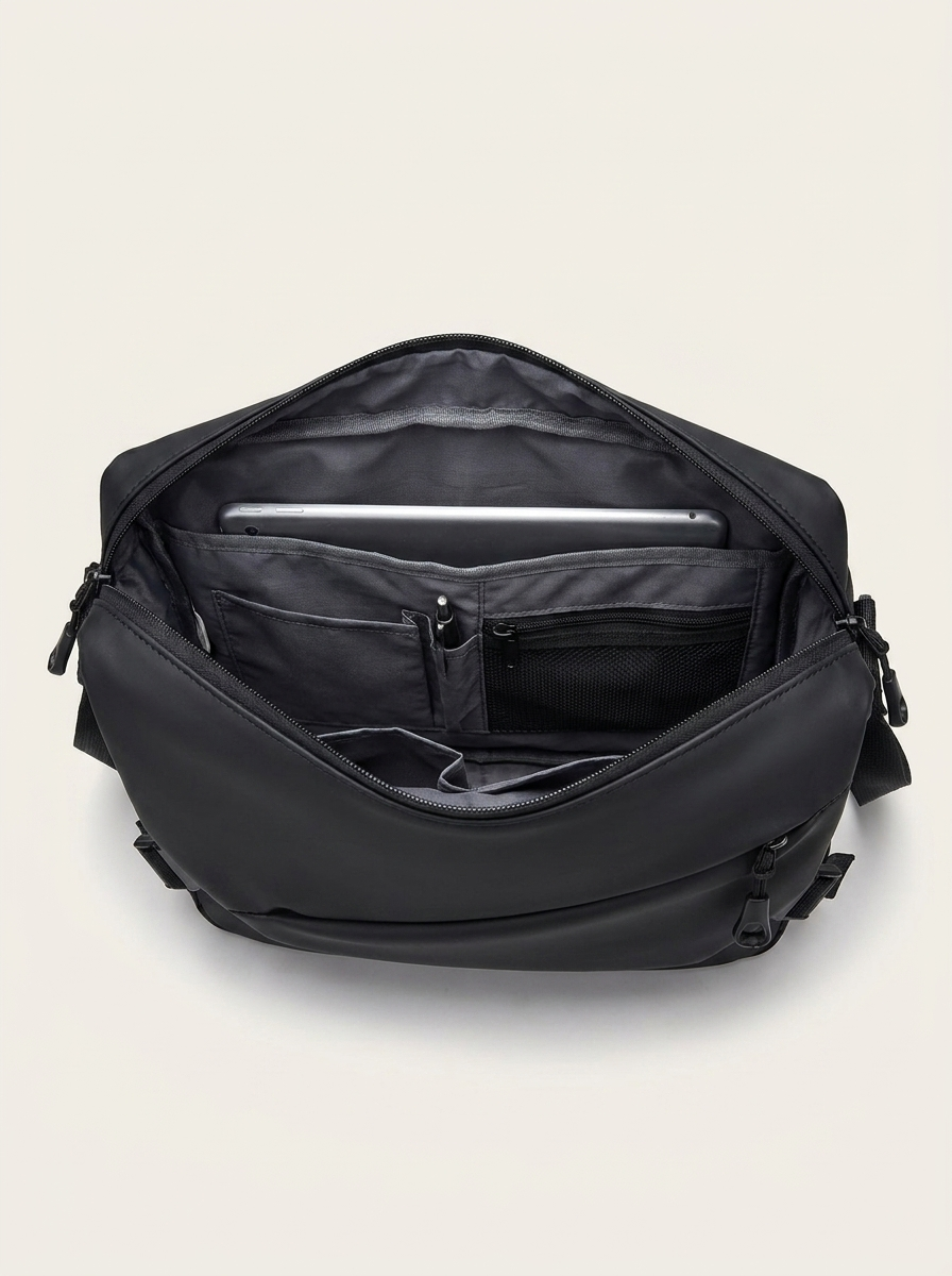 Sling bag with zipped pockets for phone, wallet and keys