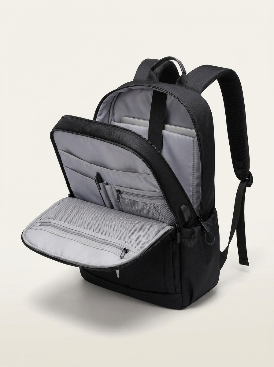 Air-cushion shoulder straps and padded back panel for longer carries