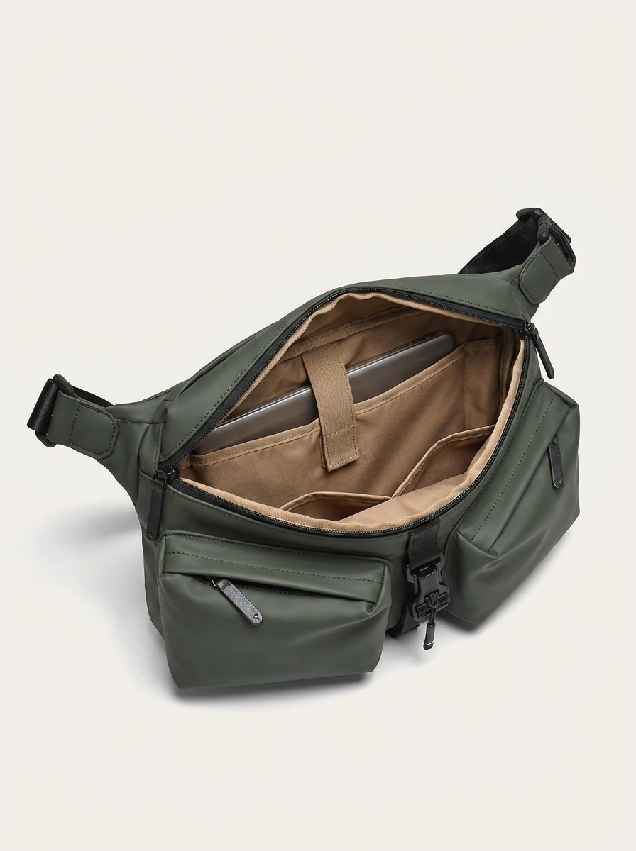 Functional Crossbody Chest Bag - Waterproof Multi-Pocket Travel Sling, Fits 8"