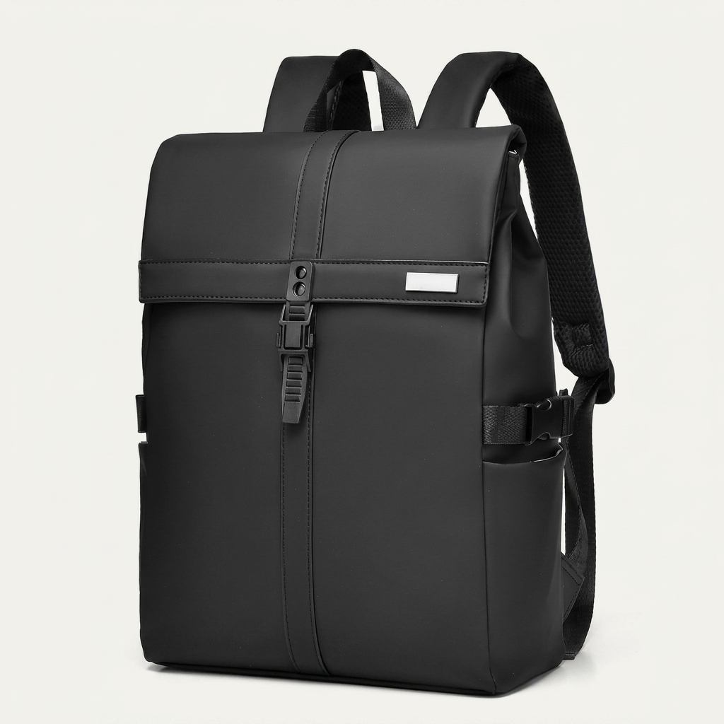 Commuter backpack measuring 30 x 12 x 39 cm and weighing 0.73 kg