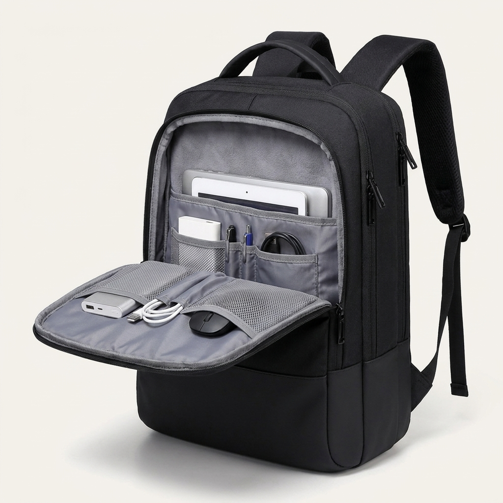 Curved ergonomic shoulder straps with a load-reducing design
