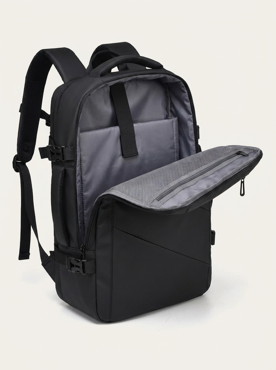 Air-cushion straps and a padded, breathable back panel for heavier loads