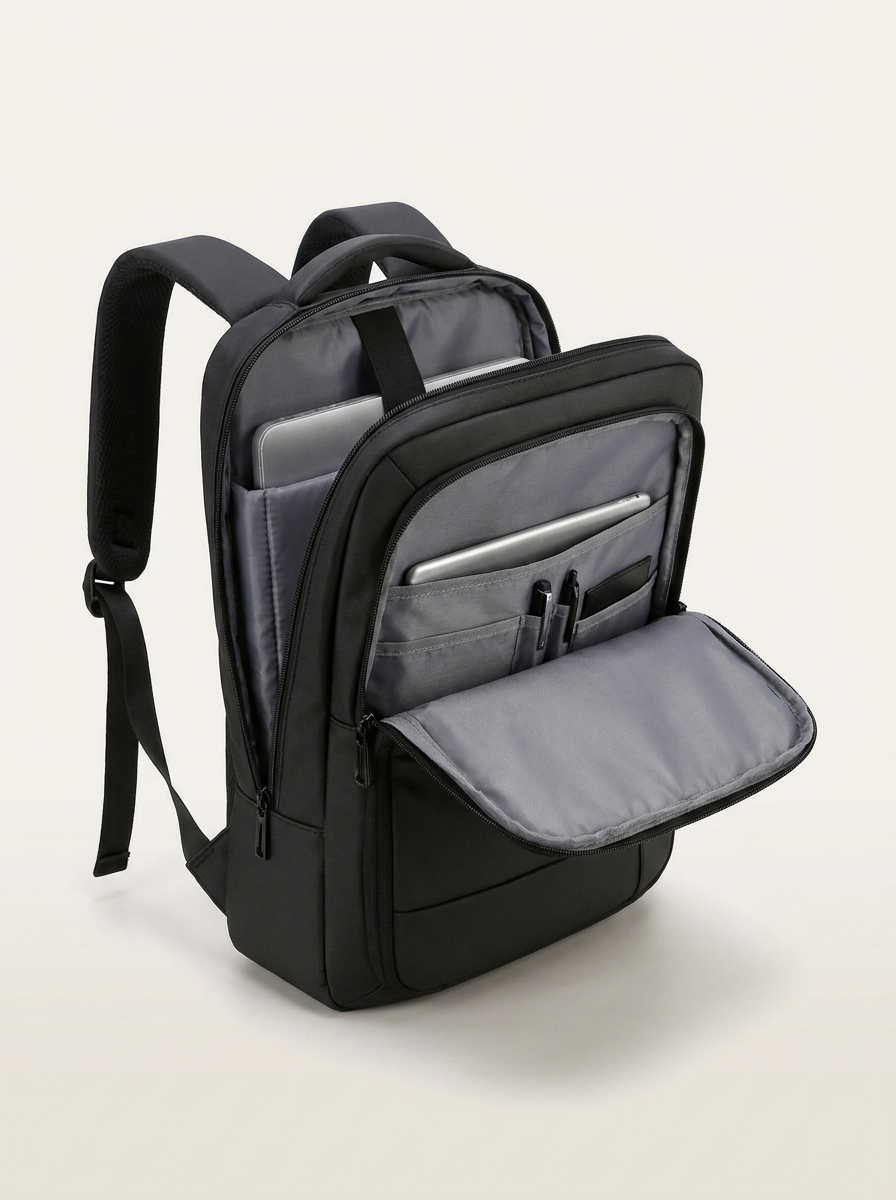 Air-cushion shoulder straps and a padded, breathable back panel