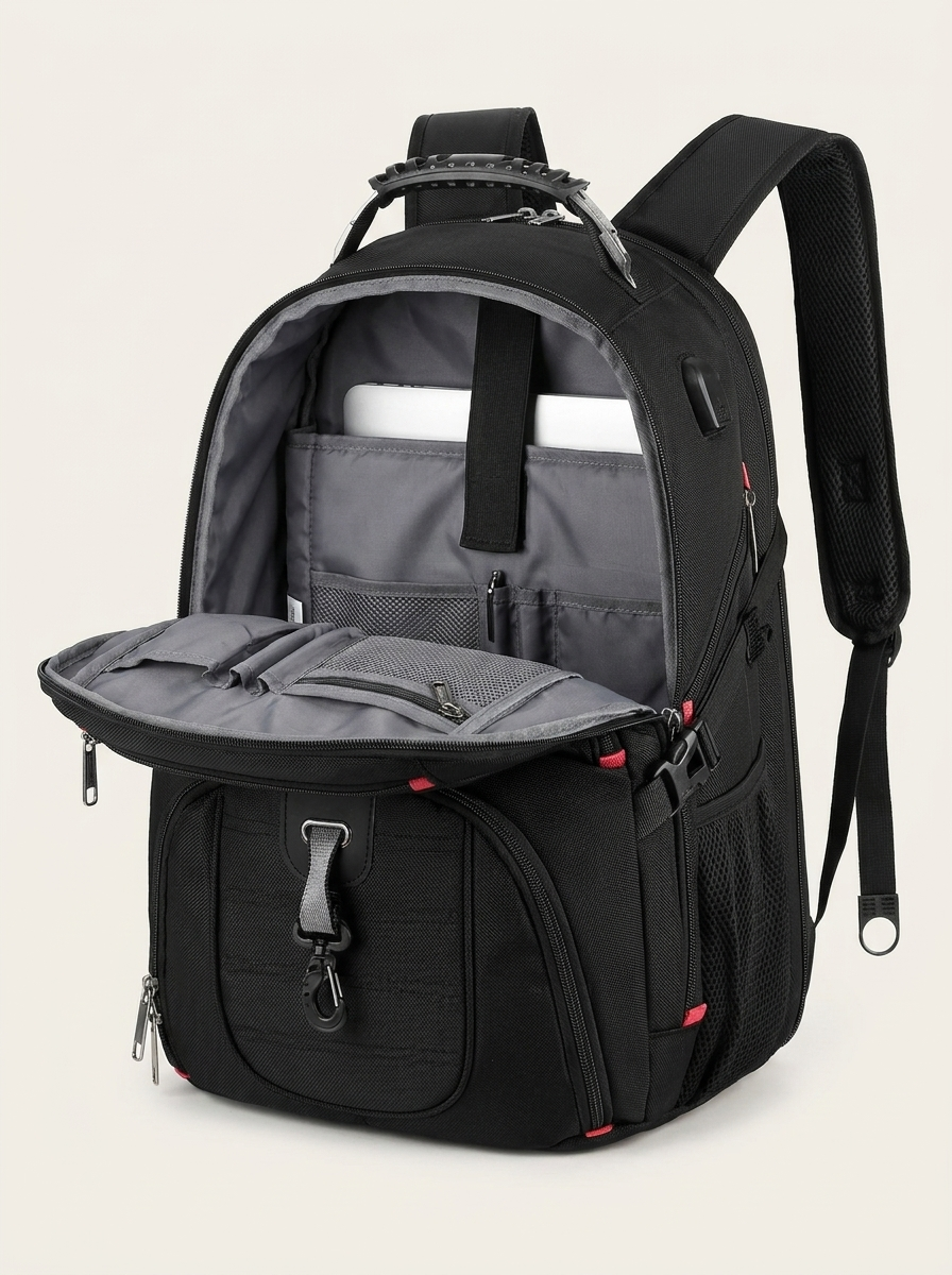 Air-cushion straps and breathable padded back panel for heavier loads