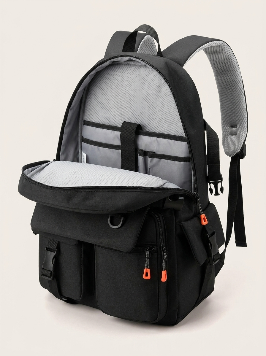 Air-cushion shoulder straps and a comfortable back panel for busy days