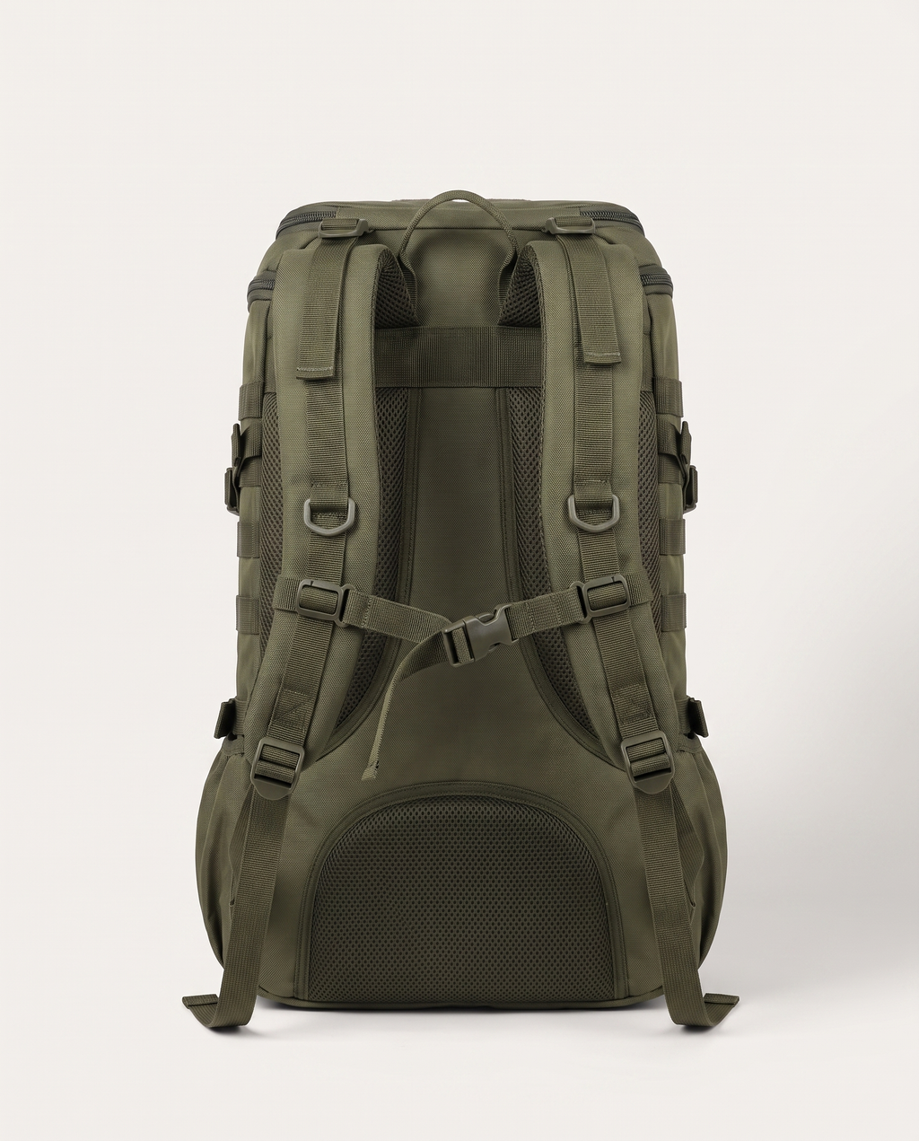 MOLLE webbing and compression straps for lashing on extra gear