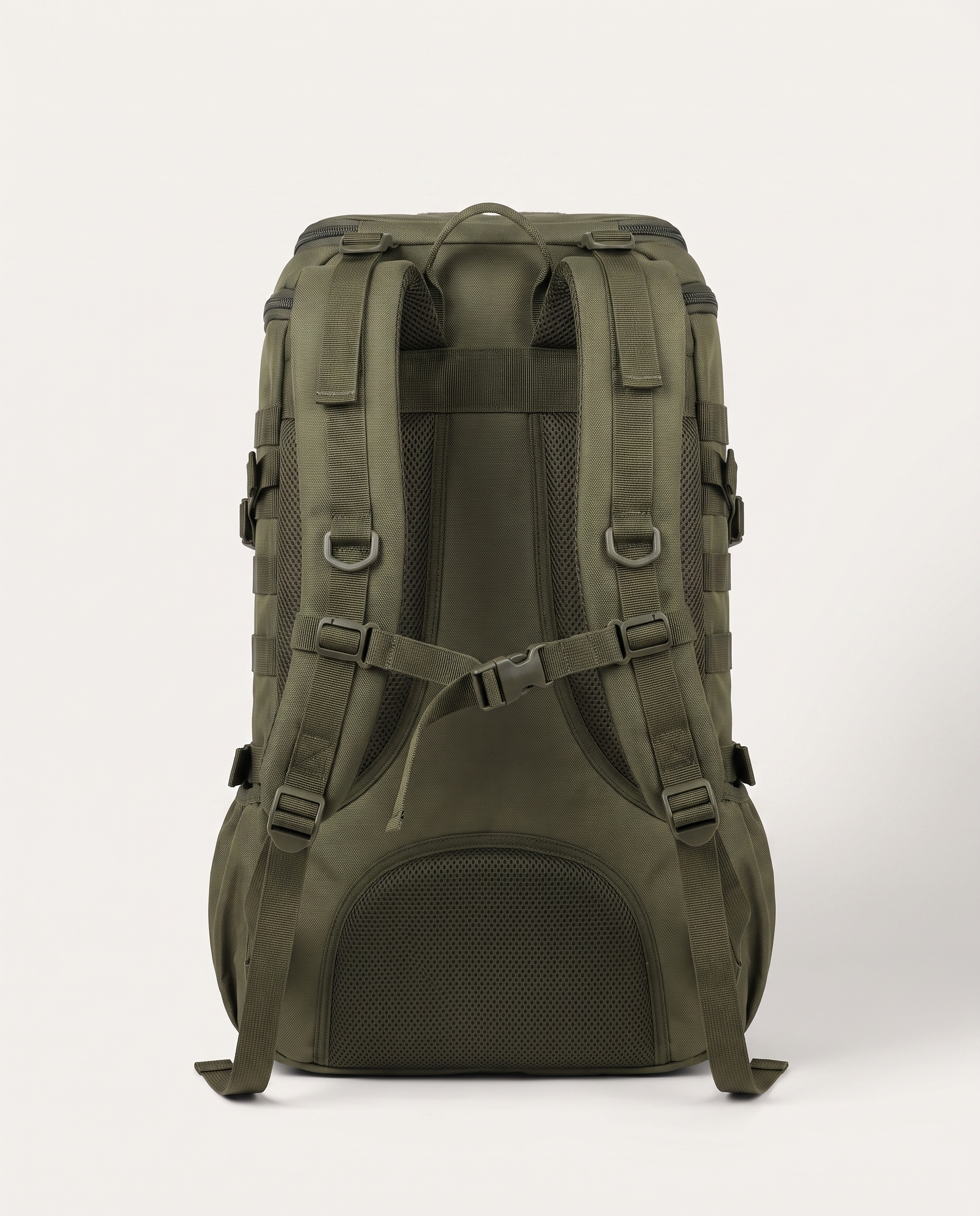 MOLLE webbing and compression straps for lashing on extra gear