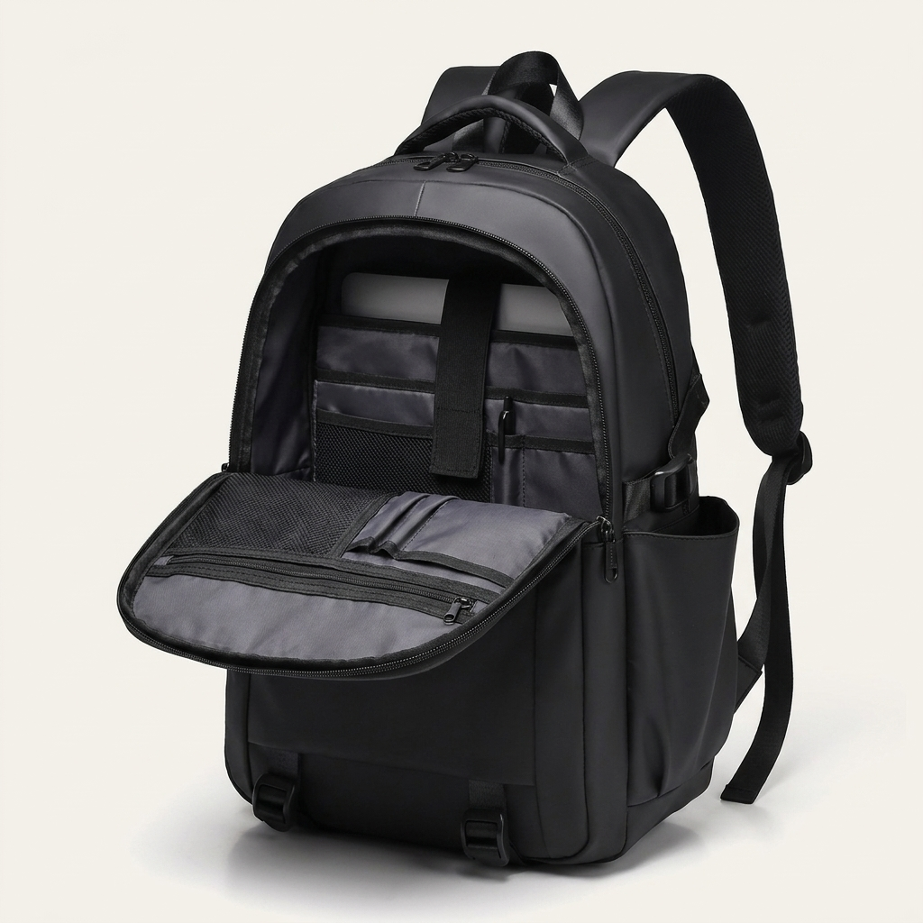 Solid-colour backpack with air-cushion straps and a supportive back panel