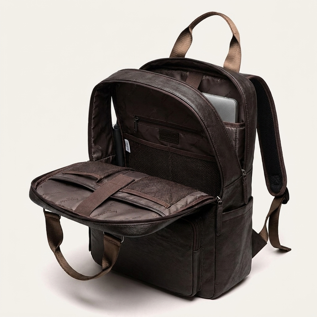 Shock-resistant backpack with air-cushion straps and padded back panel