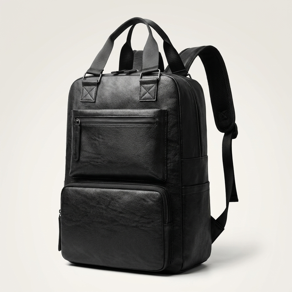 Large-capacity travel rucksack in Fashion Black and Classic Brown