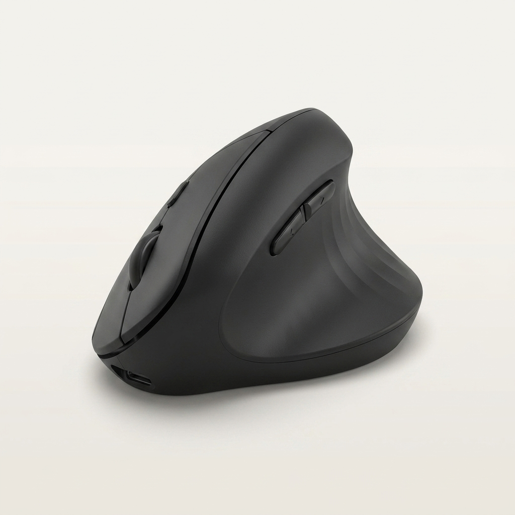 Rechargeable lightweight ABS vertical mouse in Black, White and Pink