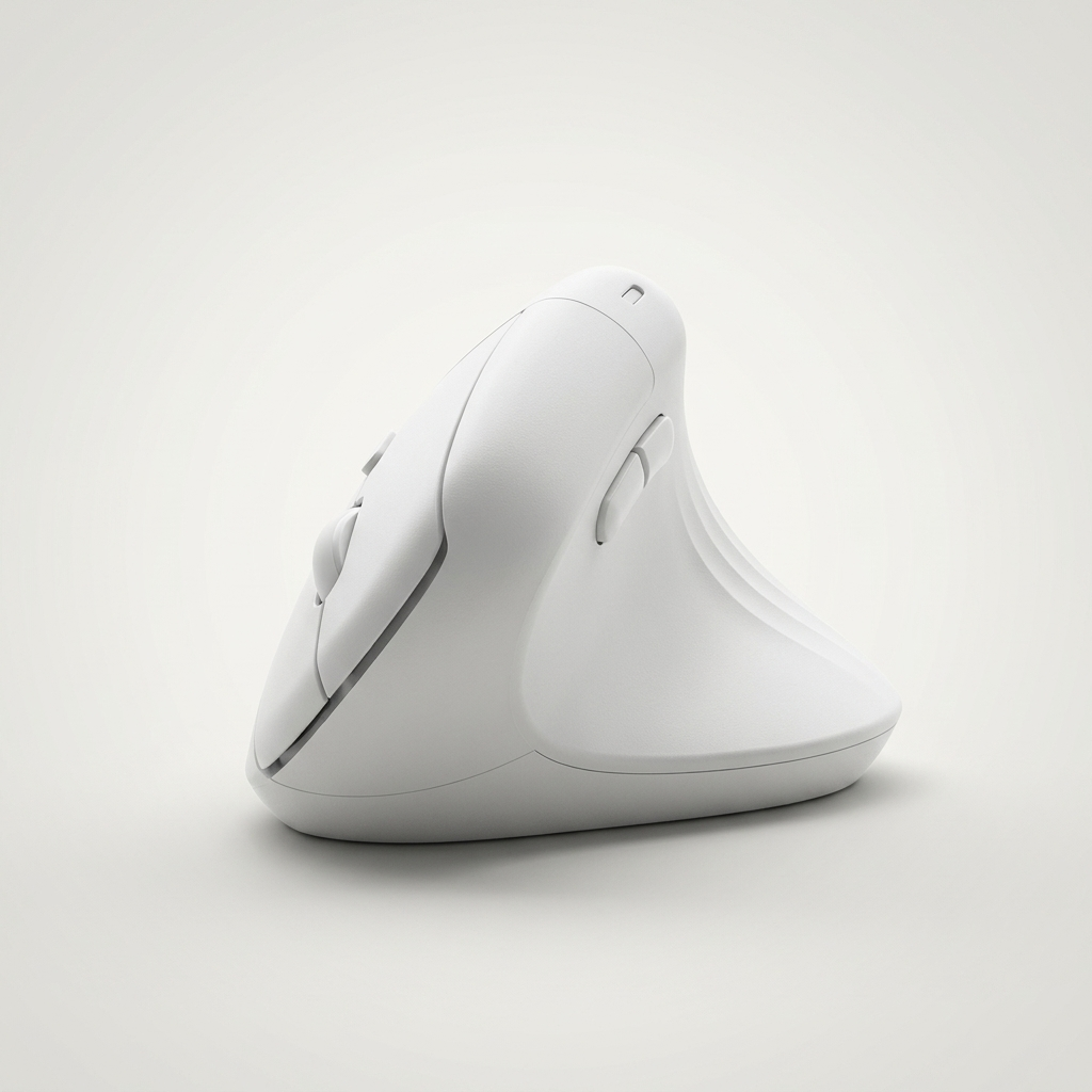 Silent six-button vertical mouse with touch scroll wheel for shared offices