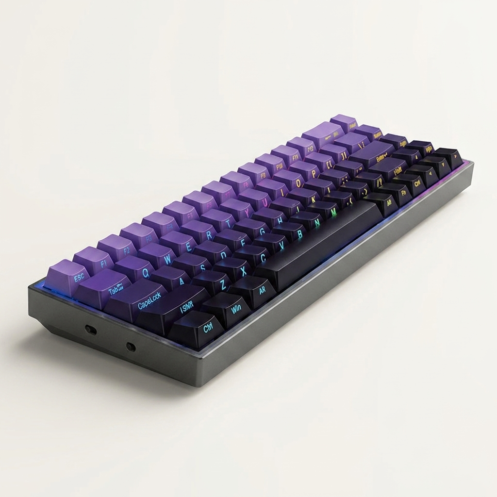 Space-saving mechanical keyboard finished with durable PBT keycaps