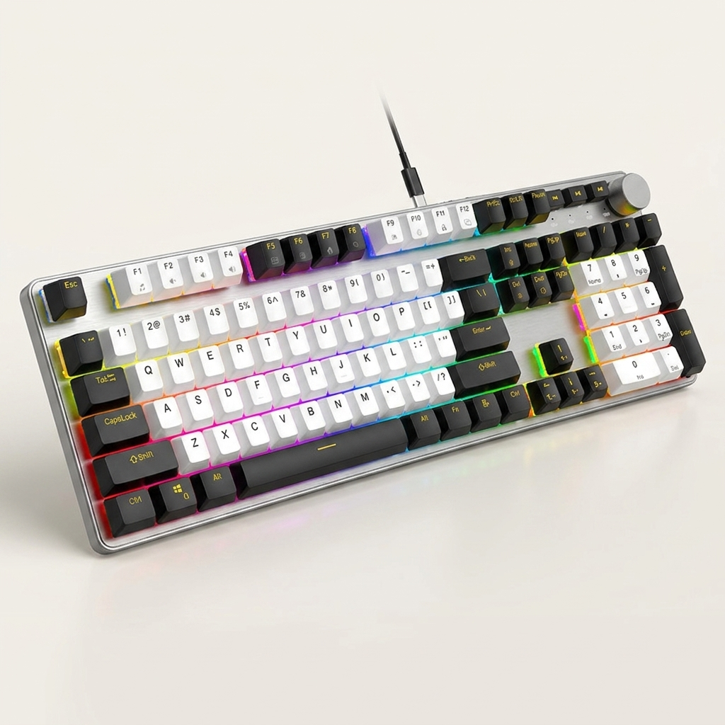 Full-Size Mechanical Gaming Keyboard - 104/107 Keys, RGB, Control Knob, Wired