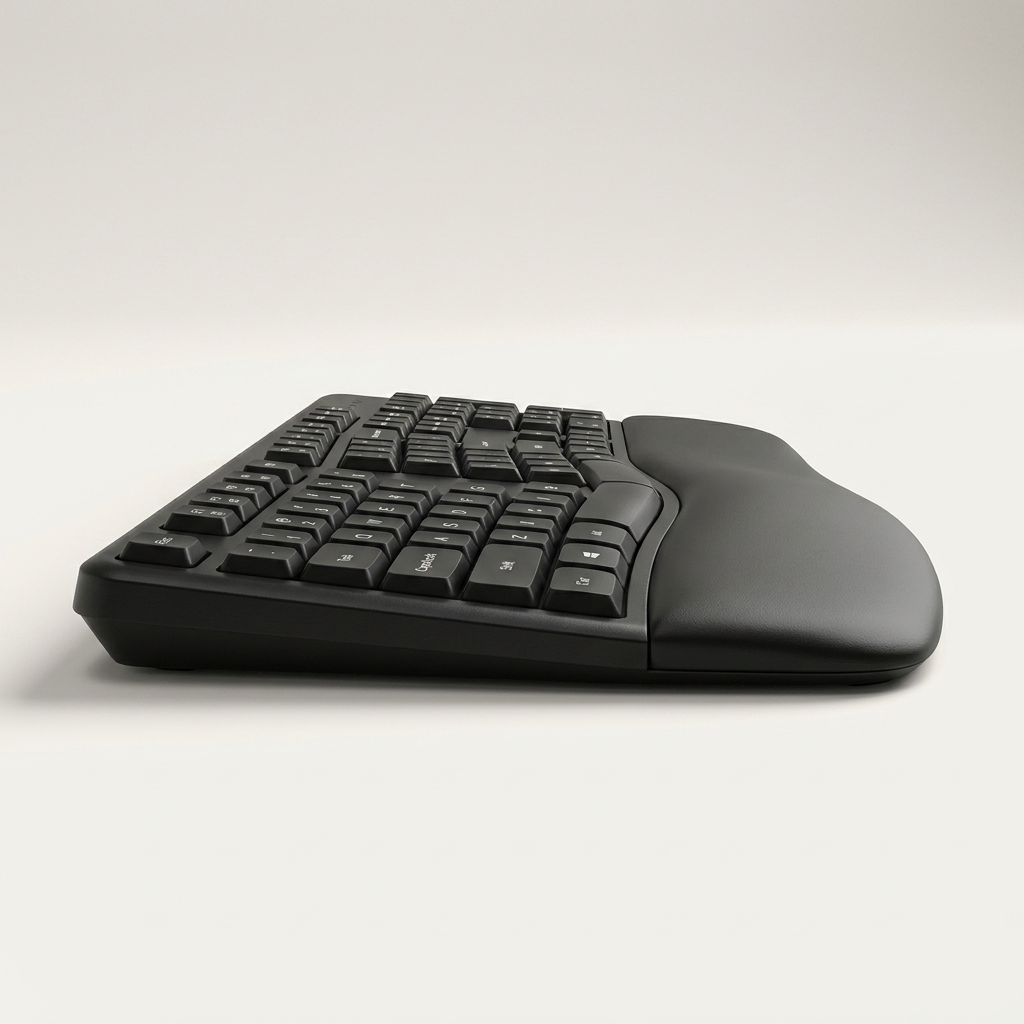 Split keyboard with quiet low-profile keys for shared offices