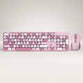 Retro Wireless Keyboard & Mouse Set - 2.4G, Silent Keys, Ergonomic Mouse