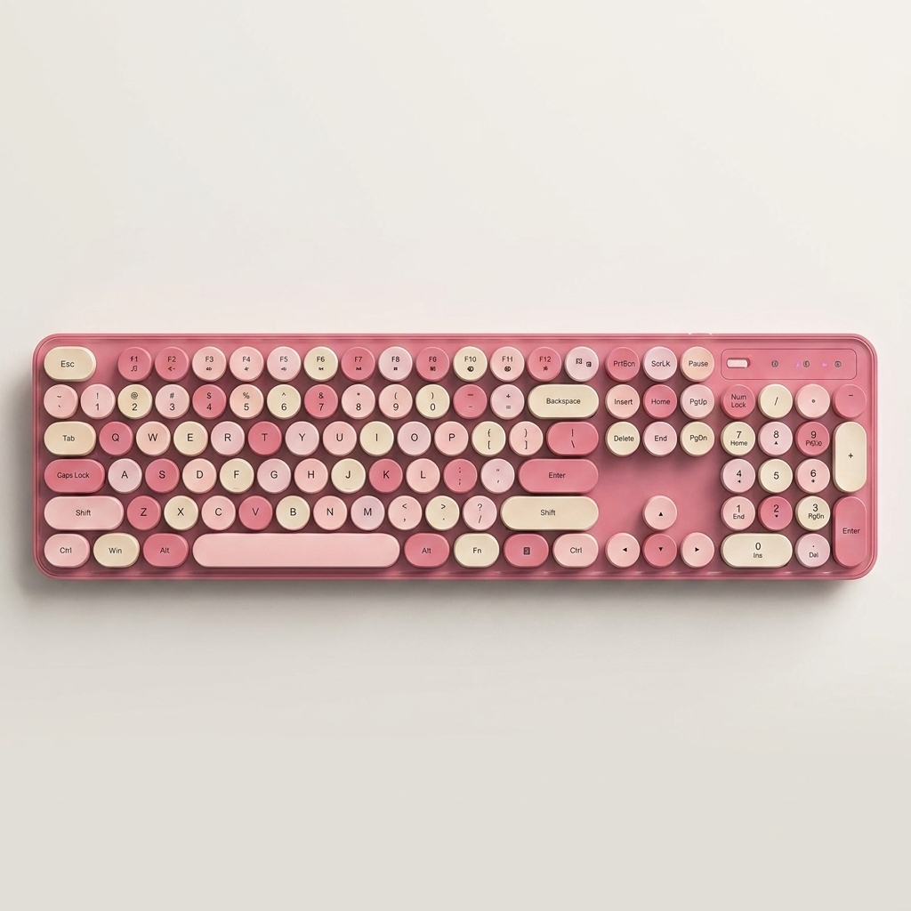 Retro Wireless Keyboard & Mouse Set - 2.4G, Silent Keys, Ergonomic Mouse