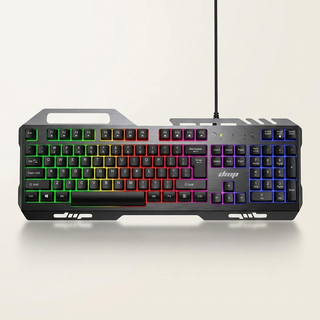 Full-size mechanical keyboard with backlit keys for low-light gaming