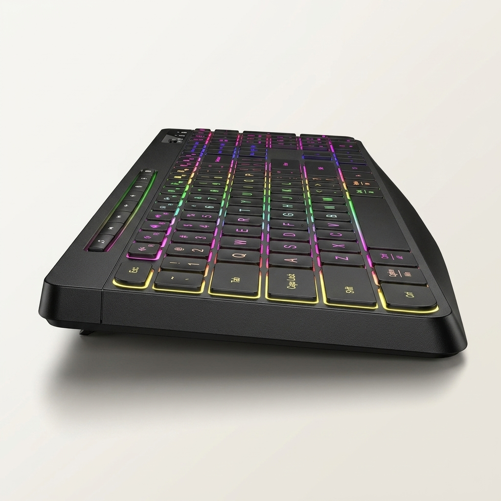 Spill-resistant ABS keyboard and mouse combo with USB plug-and-play setup