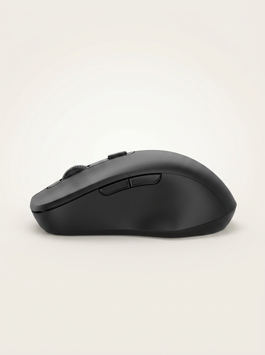 Quiet-click mouse with smooth touch scroll wheel for working late