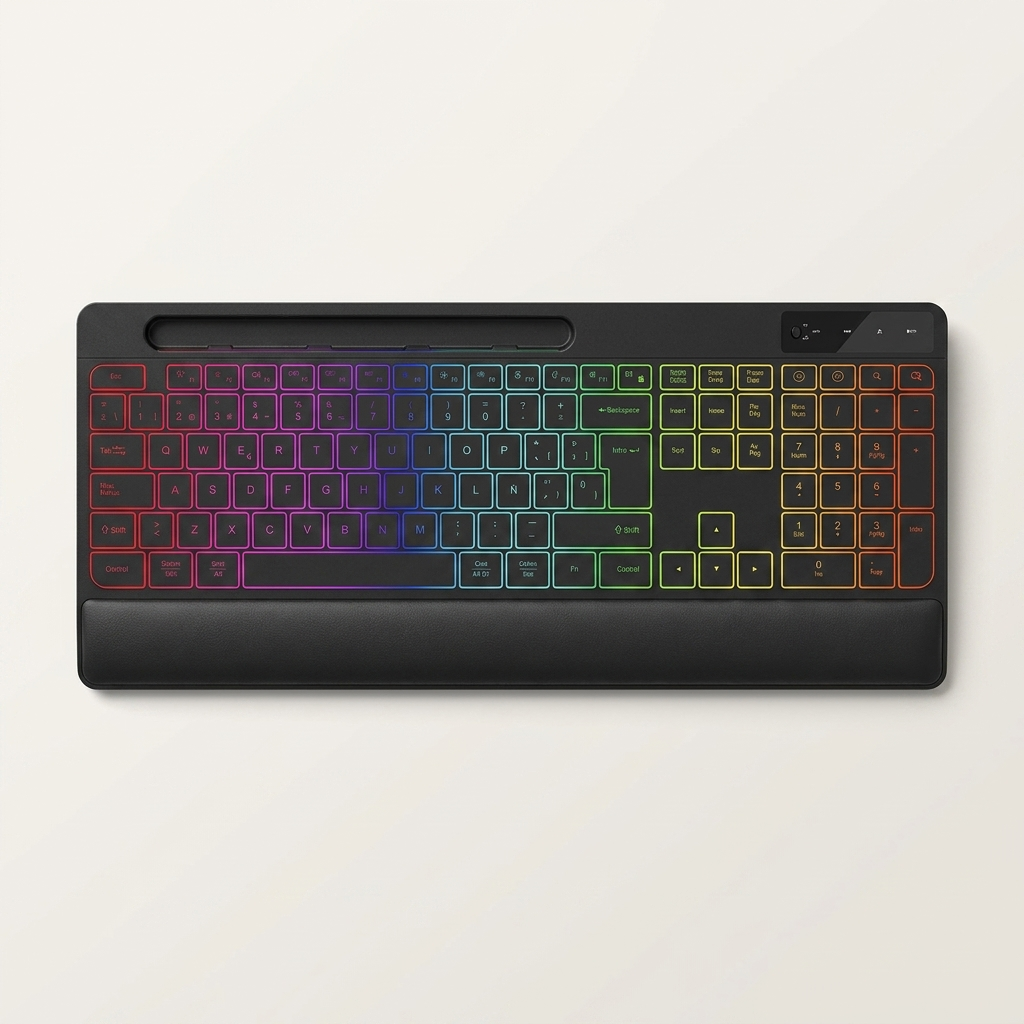 Backlit, quiet power-saving keys for calm typing in shared offices