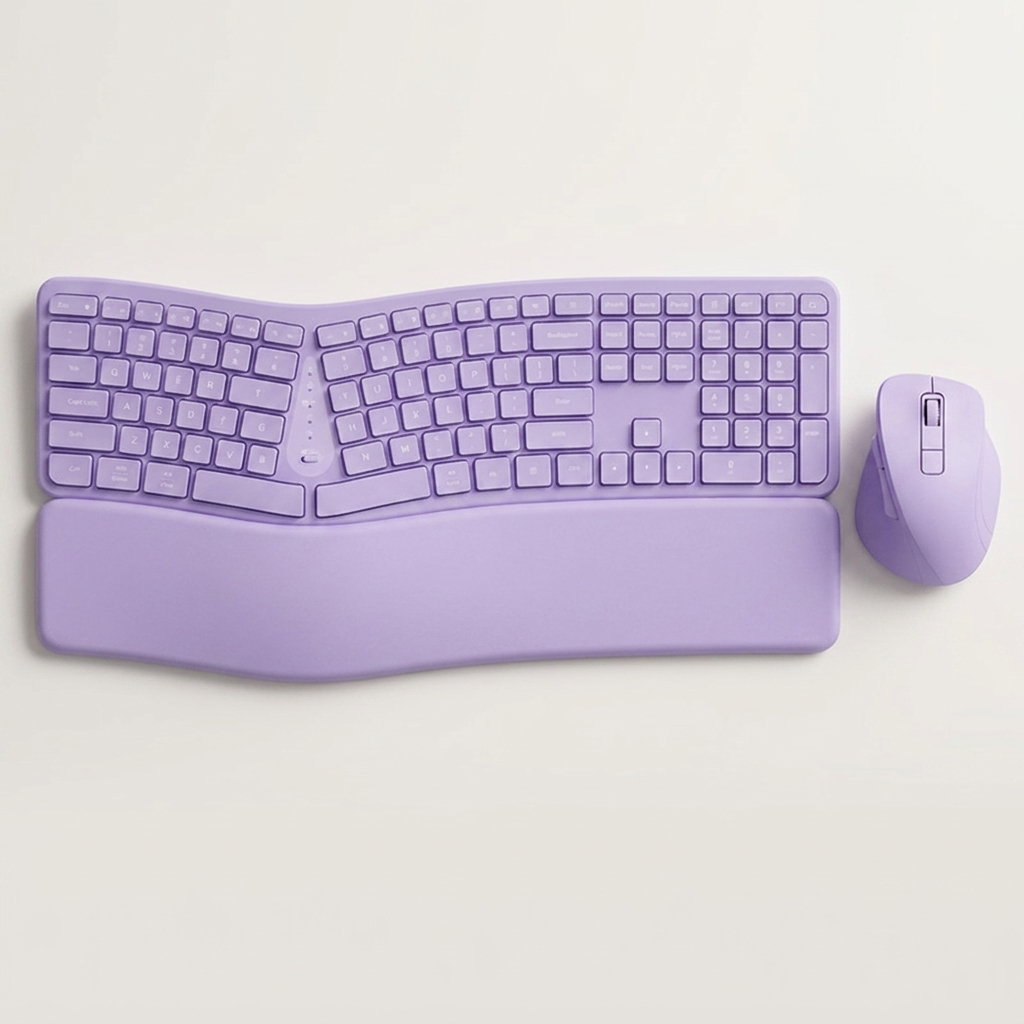 Ergonomic Wireless Keyboard & Mouse Set - Silent 2.4G, 110-Key with Multimedia Keys