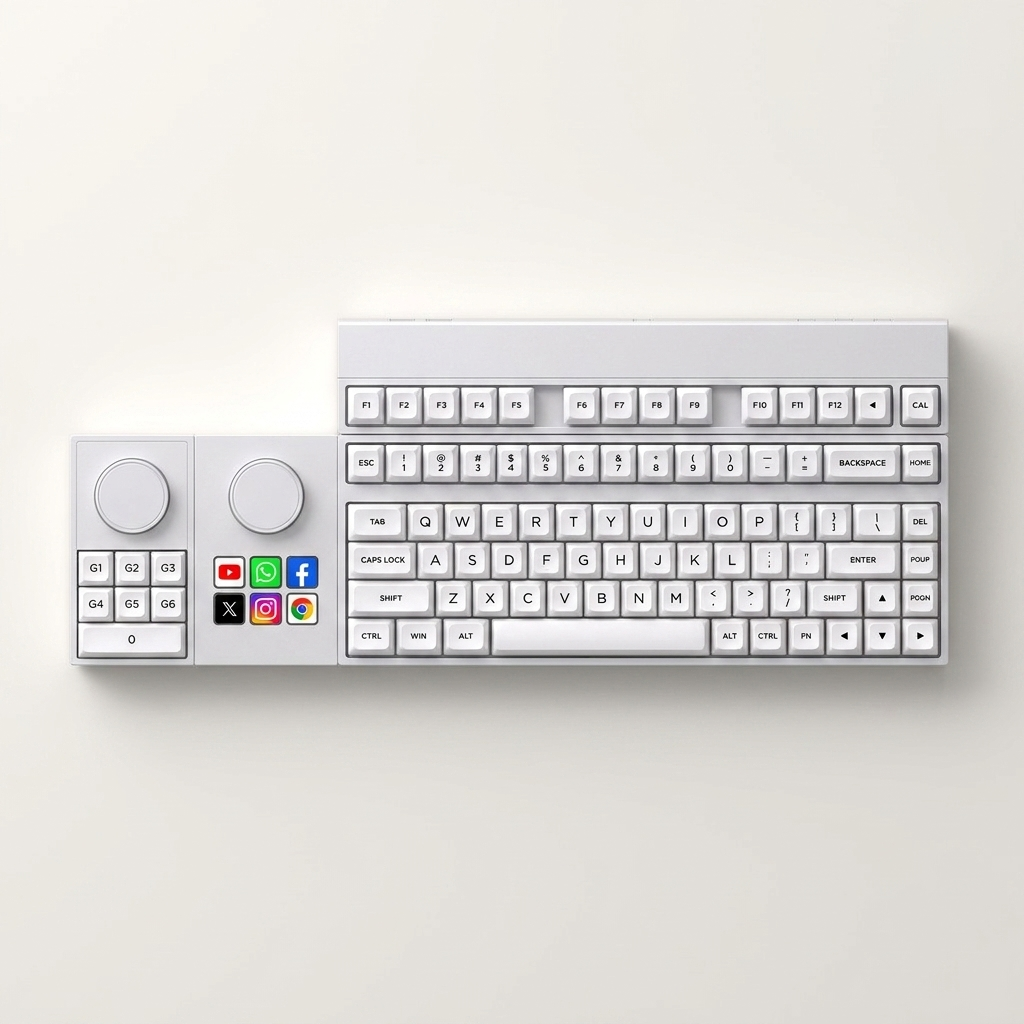 Modular Mechanical Keyboard with Stream-Deck Display - 68-Key RGB, Wired, Programmable Knob