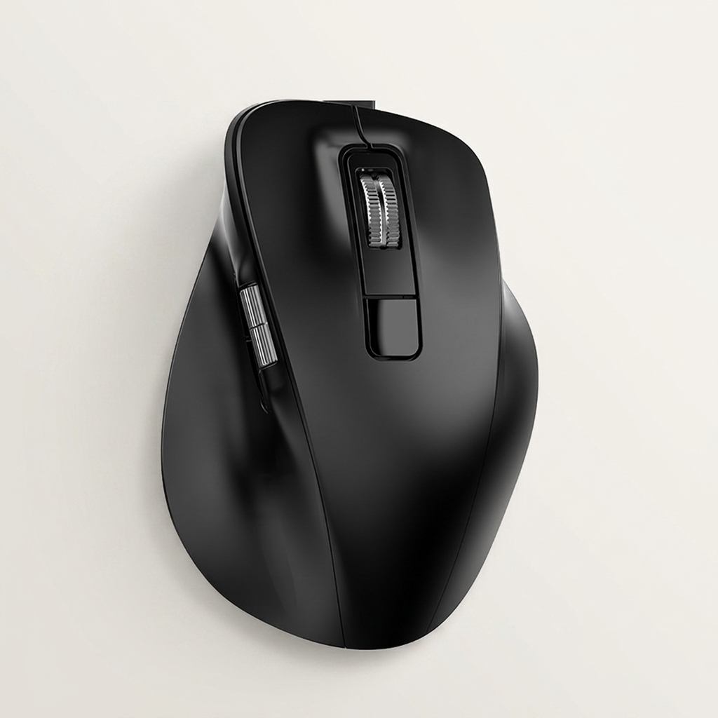 Sculpted ergonomic wireless mouse with silent left and right clicks