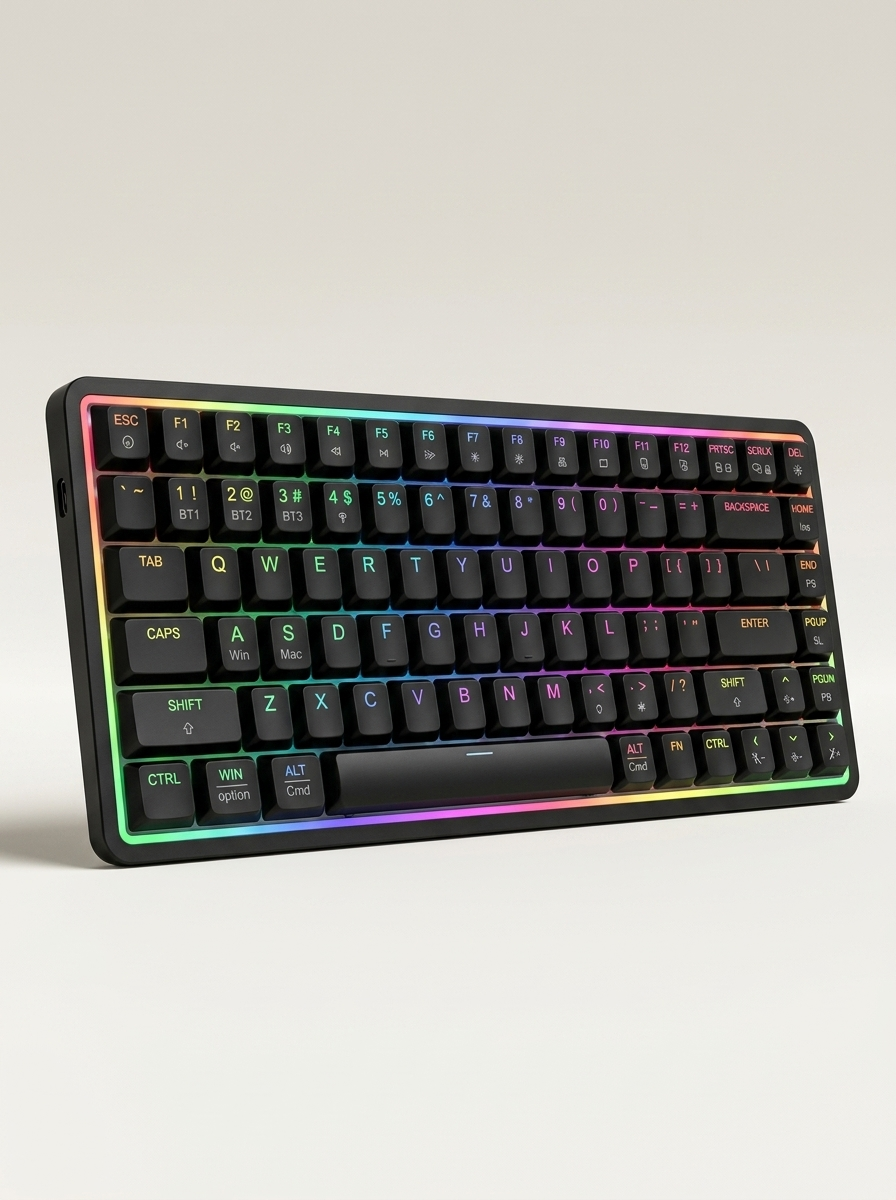 Ultra-Slim Low-Profile Mechanical Keyboard - 84-Key, RGB Backlight, PBT Keycaps