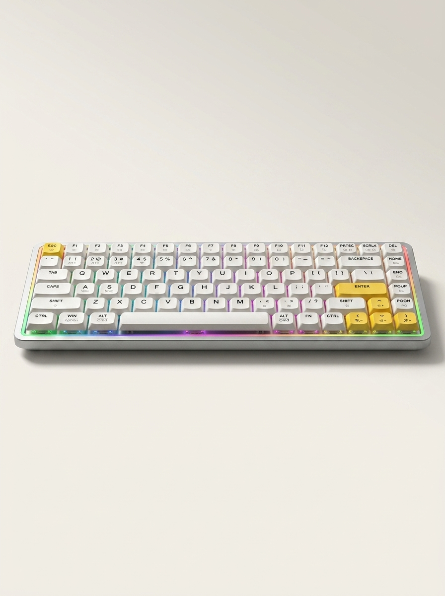 Ultra-Slim Low-Profile Mechanical Keyboard - 84-Key, RGB Backlight, PBT Keycaps