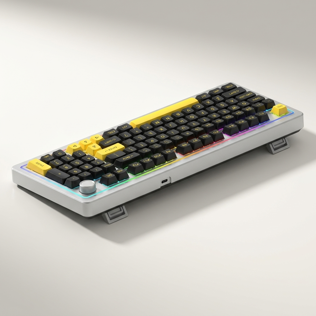 Aluminium Mechanical Keyboard with Knob - 96-Key, Hot-Swappable, Tri-Mode, RGB