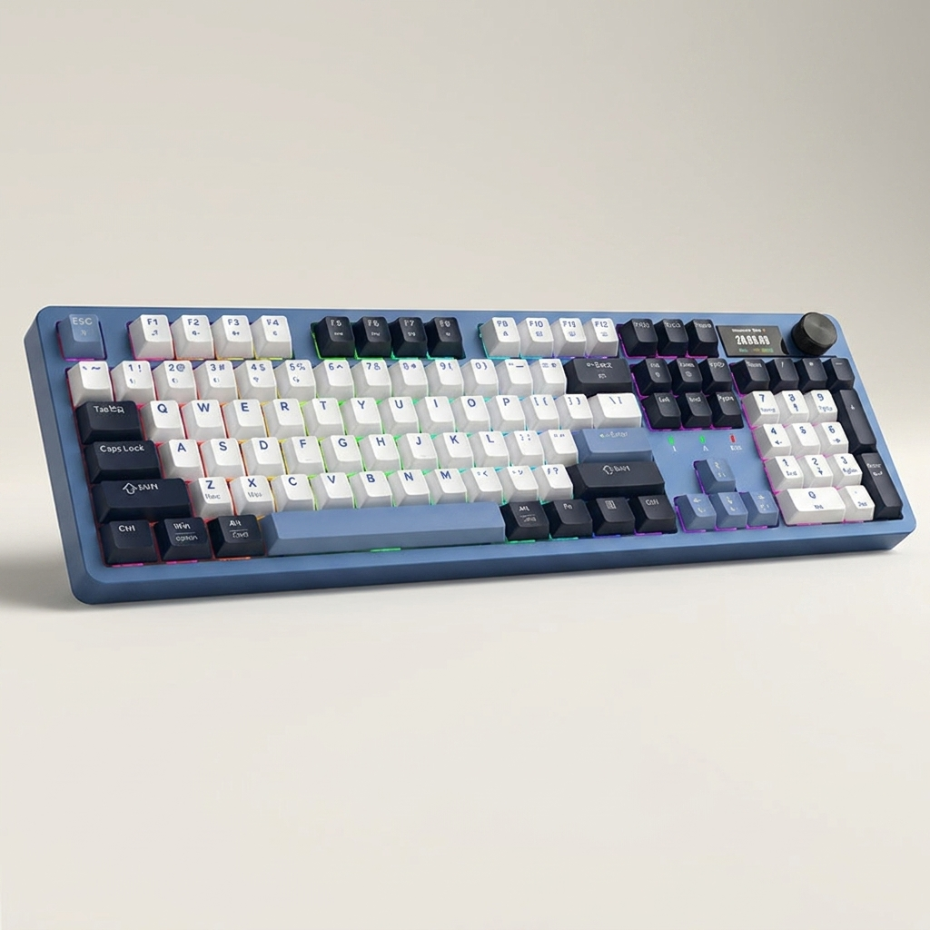 Gasket Mechanical Keyboard with Smart Display & Knob - 104-Key, Tri-Mode, RGB