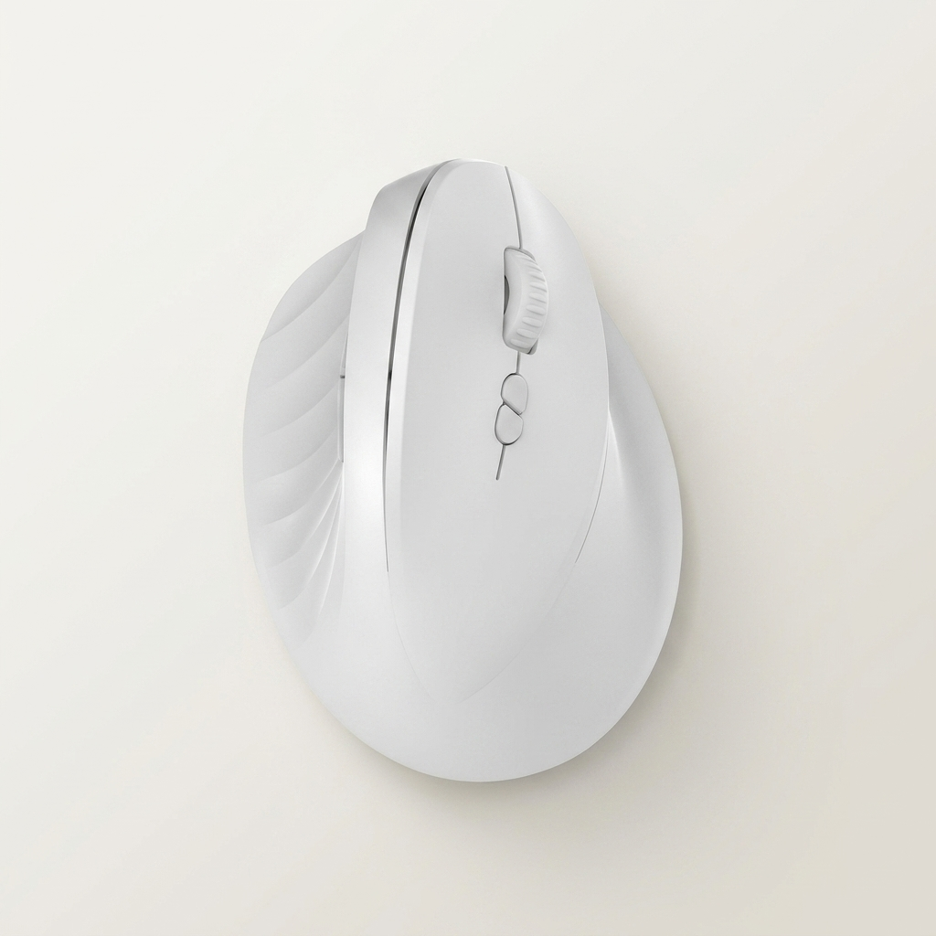 Six-button vertical mouse with touch scroll and back and forward controls