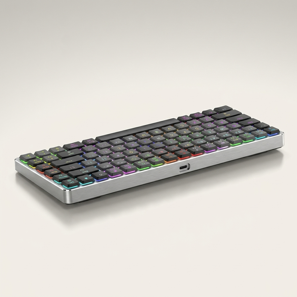 Ultra-Slim Low-Profile Mechanical Keyboard - 84-Key Aluminium, RGB, Tri-Mode